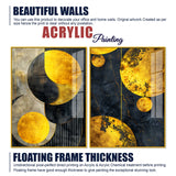 Modern Luxurious Golden Shapes Acrylic Floating Wall Painting Set Of 2