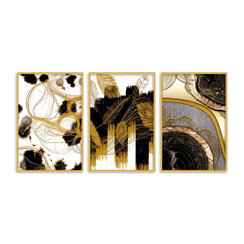 Modern Luxury Abstract Home Decor Canvas Wall Painting Set of Three