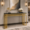 Modern Luxury Black Marble Console Table with Metal Finish
