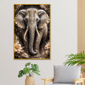 Modern Luxury Elephant Wall Art Floating Frame Crystal Wall Painting