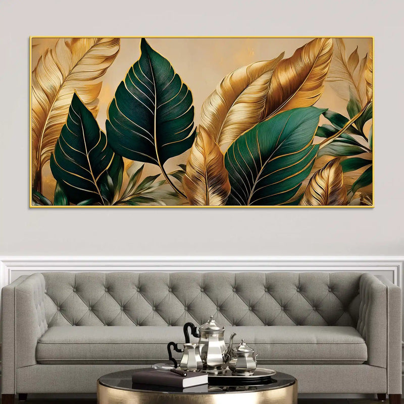 Modern Luxury Leaf Pattern Canvas Wall Painting
