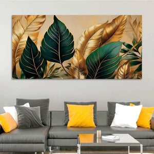 Modern Luxury Leaf Pattern Canvas Wall Painting