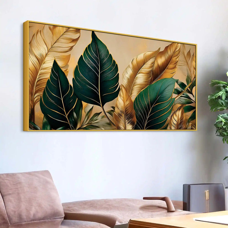 Modern Luxury Leaf Pattern Canvas Wall Painting
