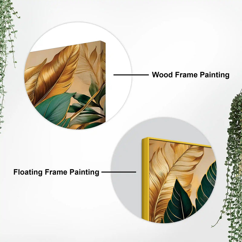 Modern Luxury Leaf Pattern Canvas Wall Painting