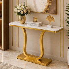 Modern Luxury Marble Top Console Table for Hallway Entryway Decor