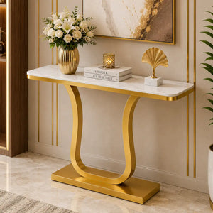 Modern Luxury Marble Top Console Table for Hallway Entryway Decor