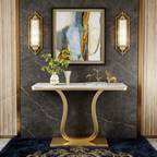 Modern Luxury Marble Top Console Table for Hallway Entryway Decor