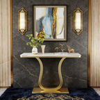 Modern Luxury Marble Top Console Table for Hallway Entryway Decor