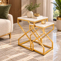 Modern Marble Top Nested Table with Stylish Frame