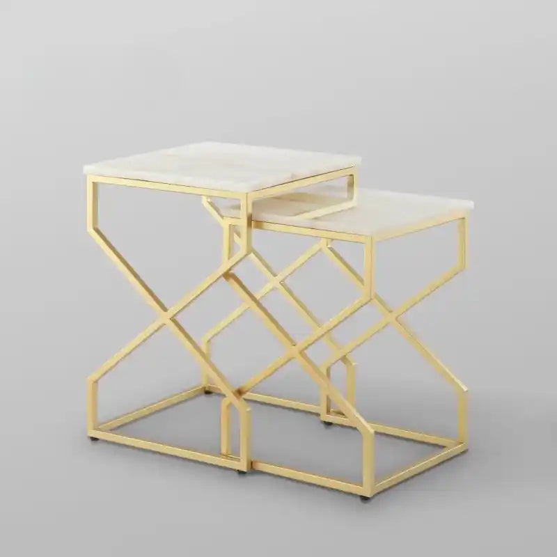 Modern Marble Top Nested Table with Stylish Frame