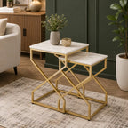 Modern Marble Top Nested Table with Stylish Frame