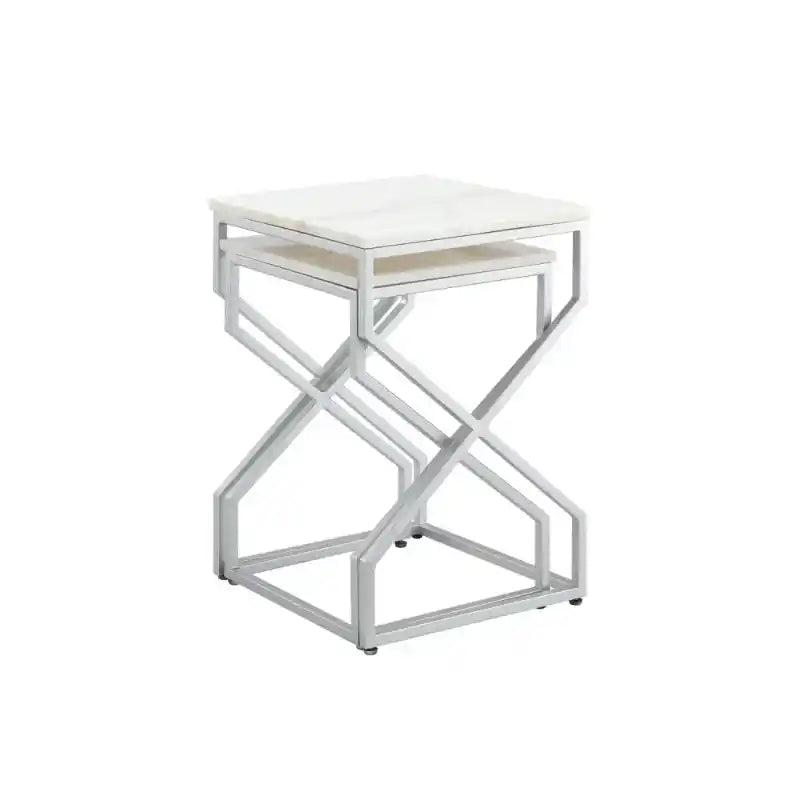 Modern Marble Top Nested Table with Stylish Frame