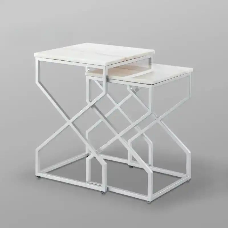 Modern Marble Top Nested Table with Stylish Frame