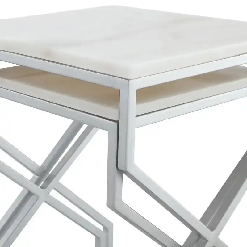 Modern Marble Top Nested Table with Stylish Frame