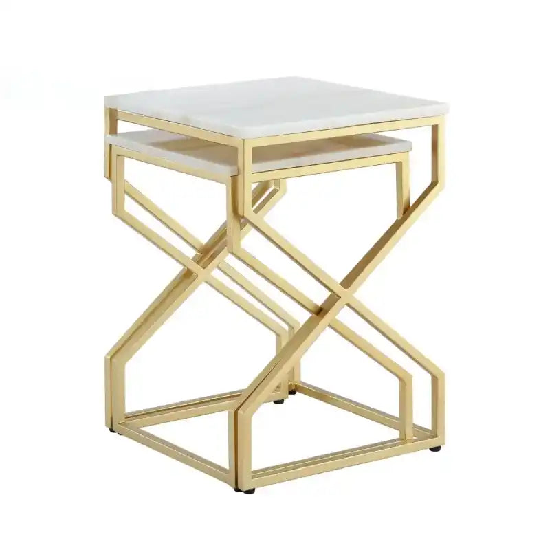 Modern Marble Top Nested Table with Stylish Frame