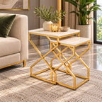 Modern Marble Top Nested Table with Stylish Frame