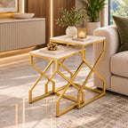Modern Marble Top Nested Table with Stylish Frame