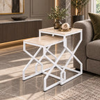 Modern Marble Top Nested Table with Stylish Frame