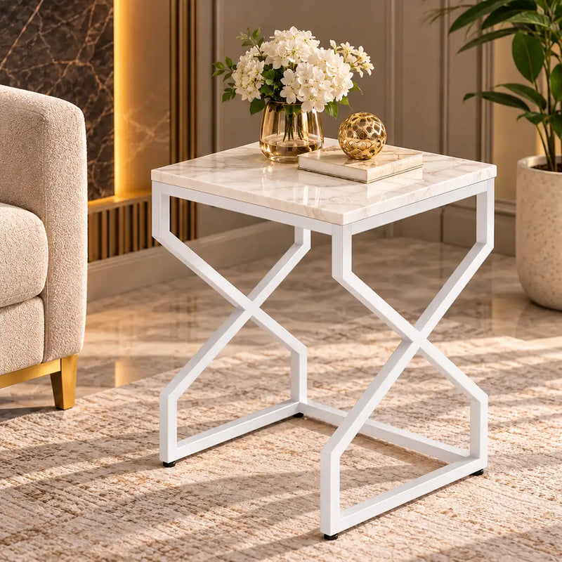 Modern Marble Top Nested Table with Stylish Frame