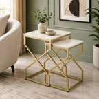 Modern Marble Top Nested Table with Stylish Frame