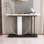 Modern Minimalist Console with Gold Ring and Marble Panel