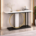 Modern Minimalist Console with Gold Ring and Marble Panel