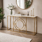 Modern Minimalist White Marble Gold Console Table