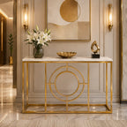 Modern Minimalist White Marble Gold Console Table