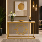 Modern Minimalist White Marble Gold Console Table