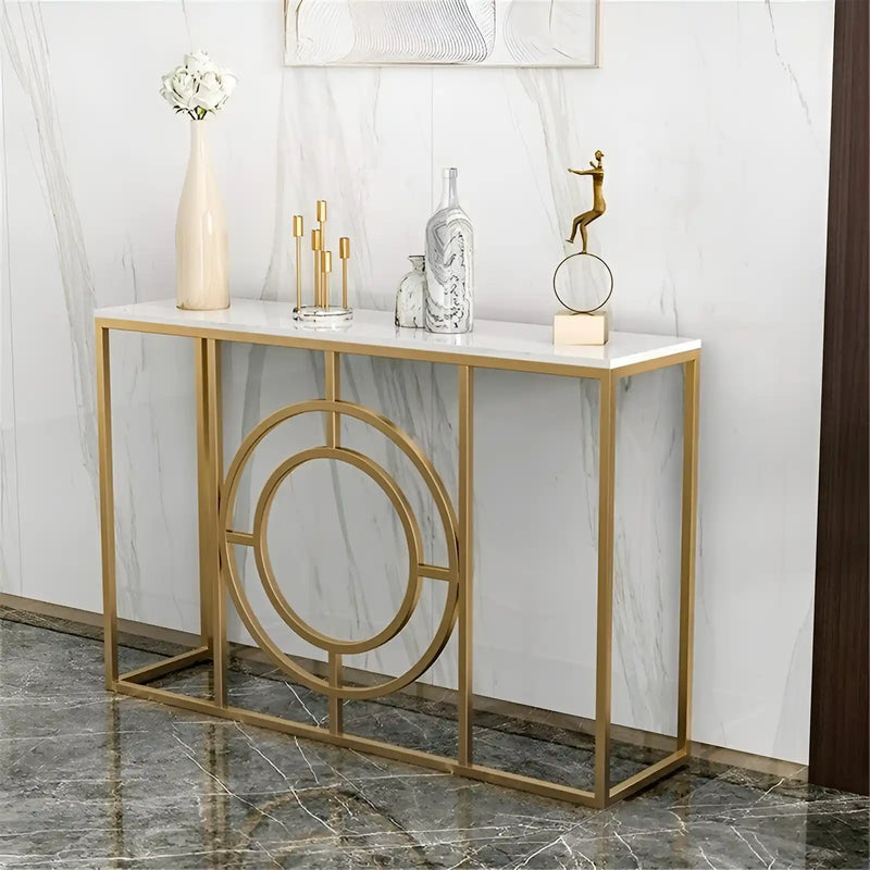 Modern Minimalist White Marble Gold Console Table