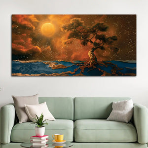 Modern Moonlight Sky Canvas Painting for Wall Decor