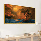 Modern Moonlight Sky Canvas Painting for Wall Decor