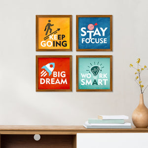 Modern Motivational Quotes Art Premium Art Wall Frame Set of Four