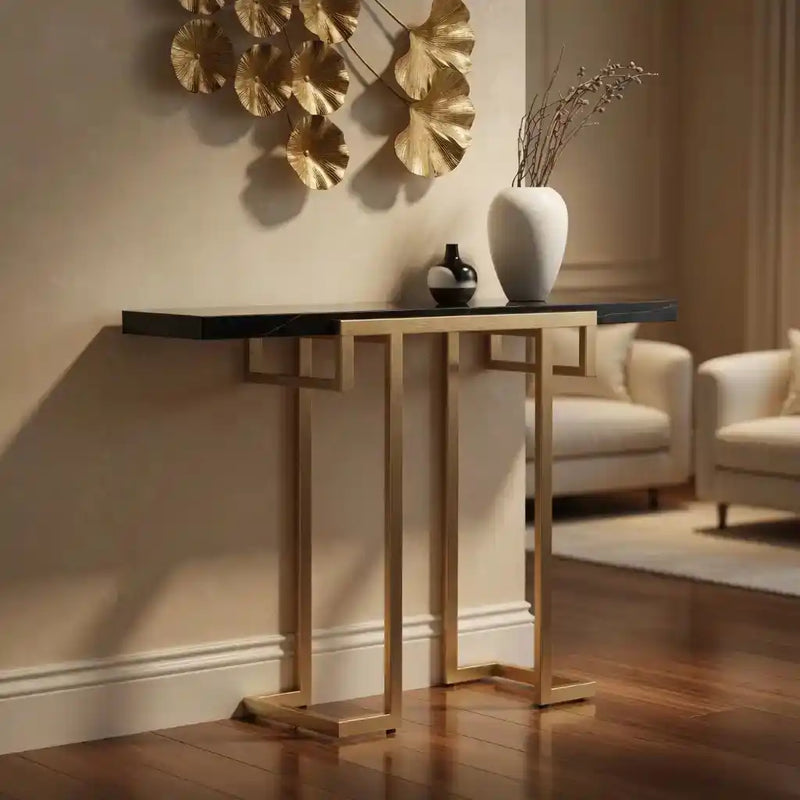modern-narrow-console-table-with-gold-frame-and-marble-top