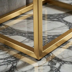 Modern Narrow Console Table with Gold Frame and Marble Top