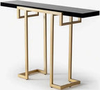 Modern Narrow Console Table with Gold Frame and Marble Top