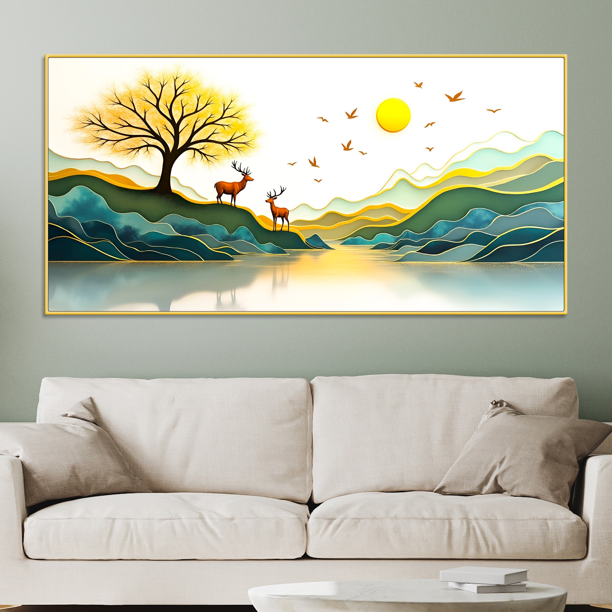 Modern Nature Deer Wall Painting for Stylish Home Interior