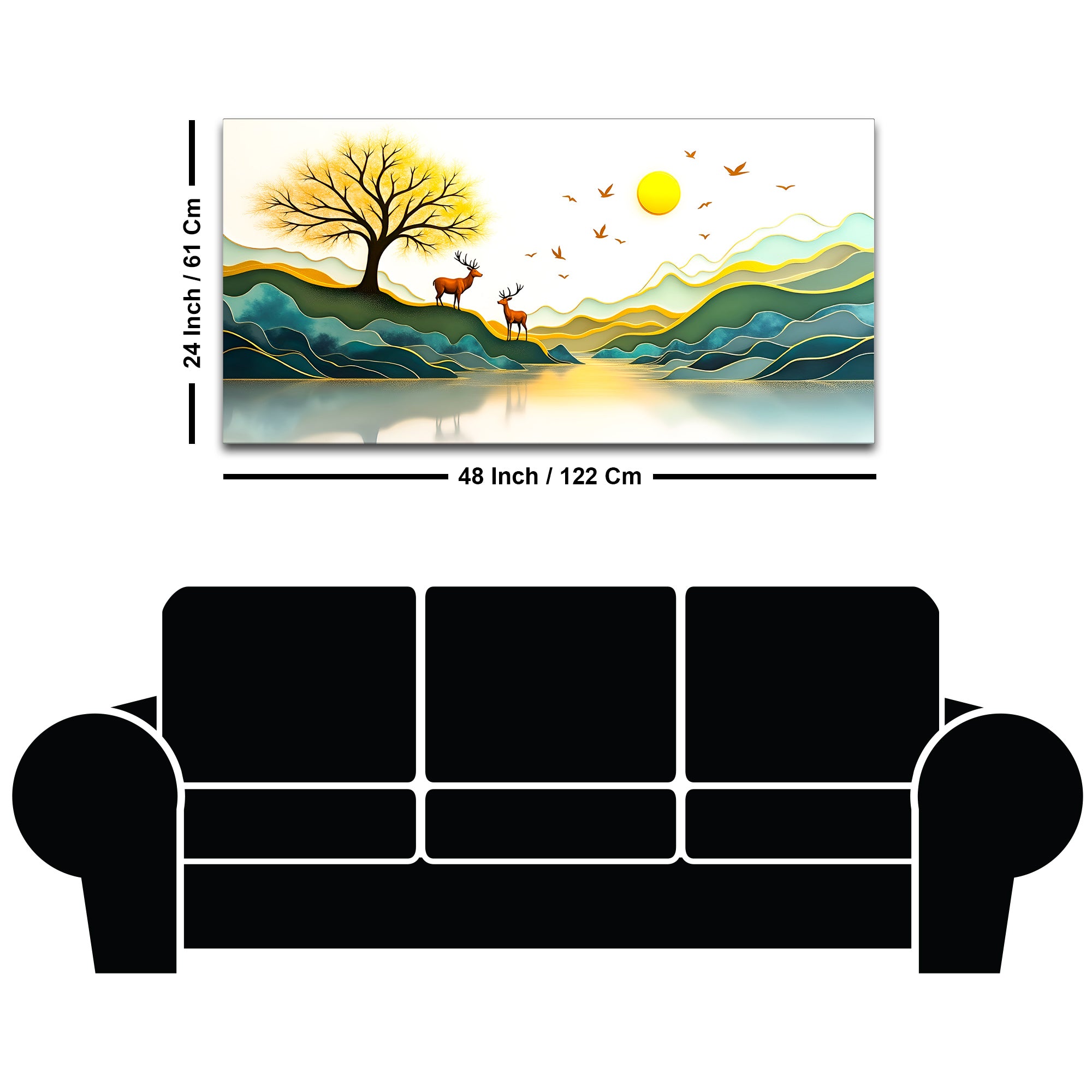 Modern Nature Deer Wall Painting for Stylish Home Interior