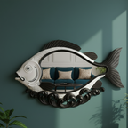 Modern Nautical Fish Shaped Decorative 3D Wall Mirror for Home & Hotels – Modern Wall Accent