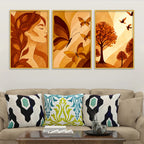 Modern Neutral Canvas Wall Painting Set of Three for Home Decor