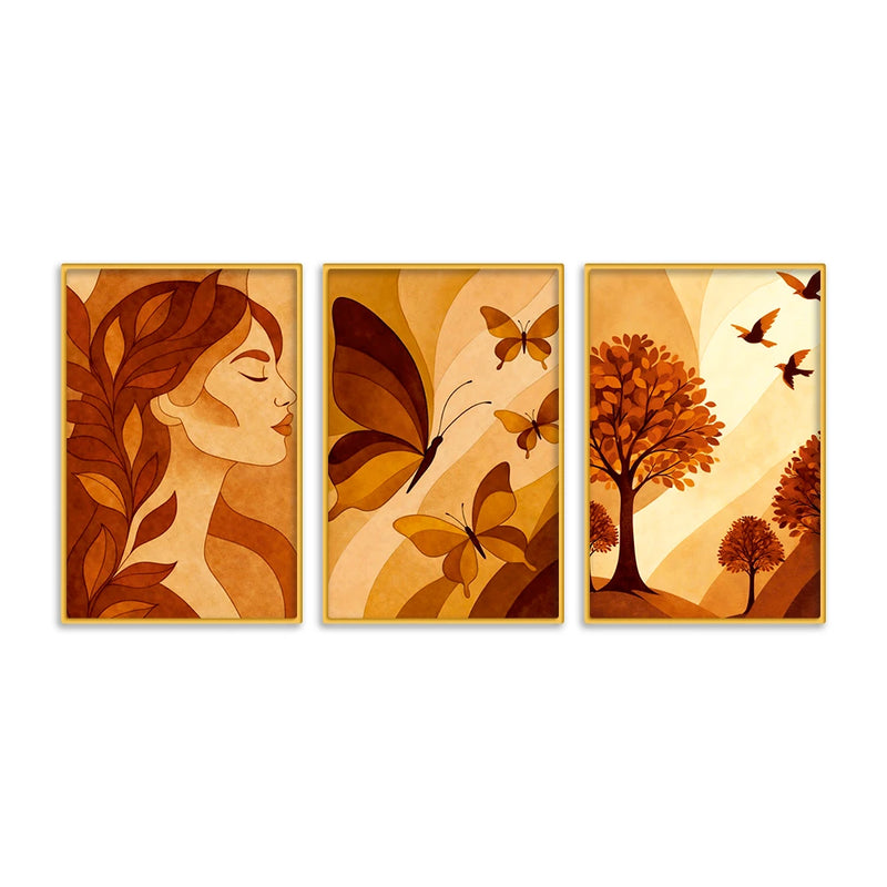 Modern Neutral Canvas Wall Painting Set of Three for Home Decor
