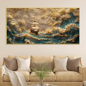 Modern Ocean Sailing Ship Canvas Wall Art Painting