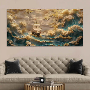Modern Ocean Sailing Ship Canvas Wall Art Painting