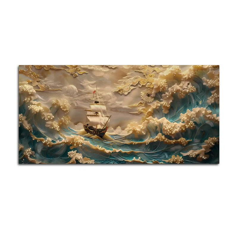 Modern Ocean Sailing Ship Canvas Wall Art Painting