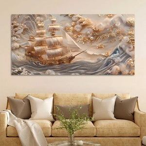 Modern Ocean Wave Canvas Painting