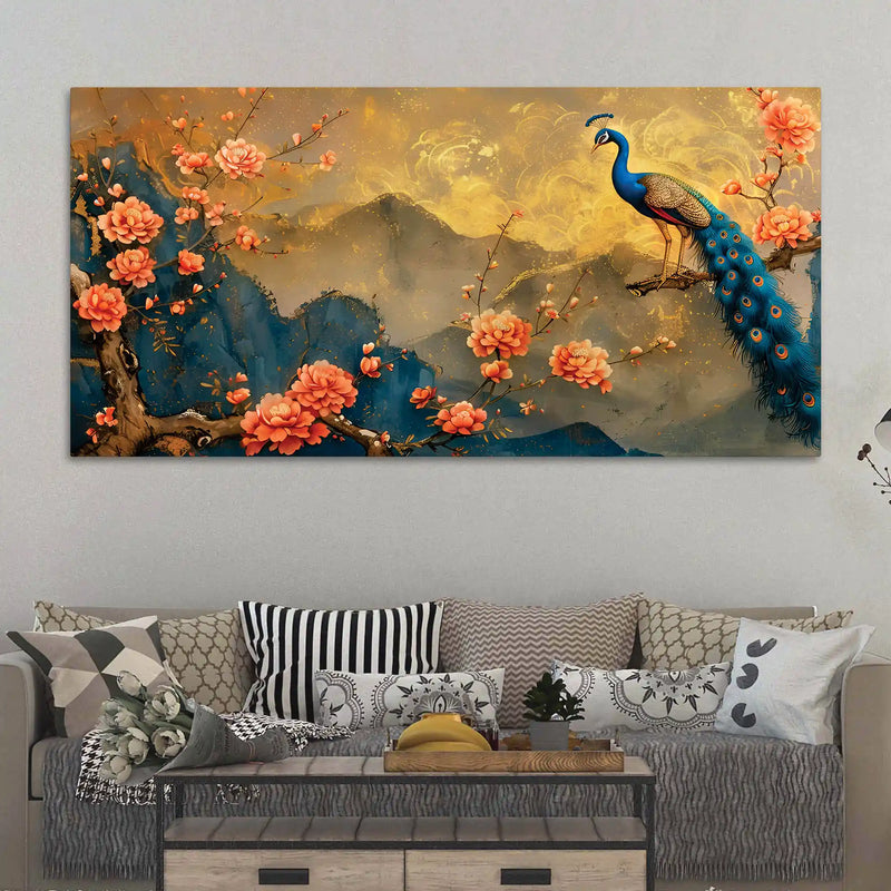 Modern Peacock Canvas Painting for Home Wall Decor