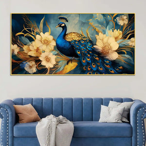 Modern Peacock Canvas Wall Painting for Bedroom & Living Room