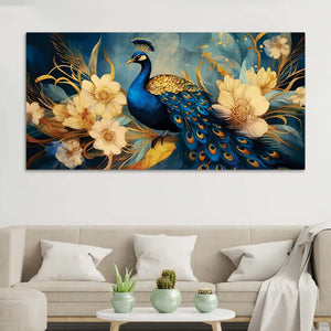 Modern Peacock Canvas Wall Painting for Bedroom & Living Room