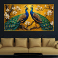 Modern Peacock Pair Floating Frame Crystal Wall Painting for Home Decor