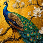Modern Peacock Pair Floating Frame Crystal Wall Painting for Home Decor